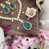 Trendy Green Victorian Diamond Neckpiece-Tilak-VV1827